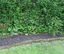 cleaned garden bed with a trimmed hedge